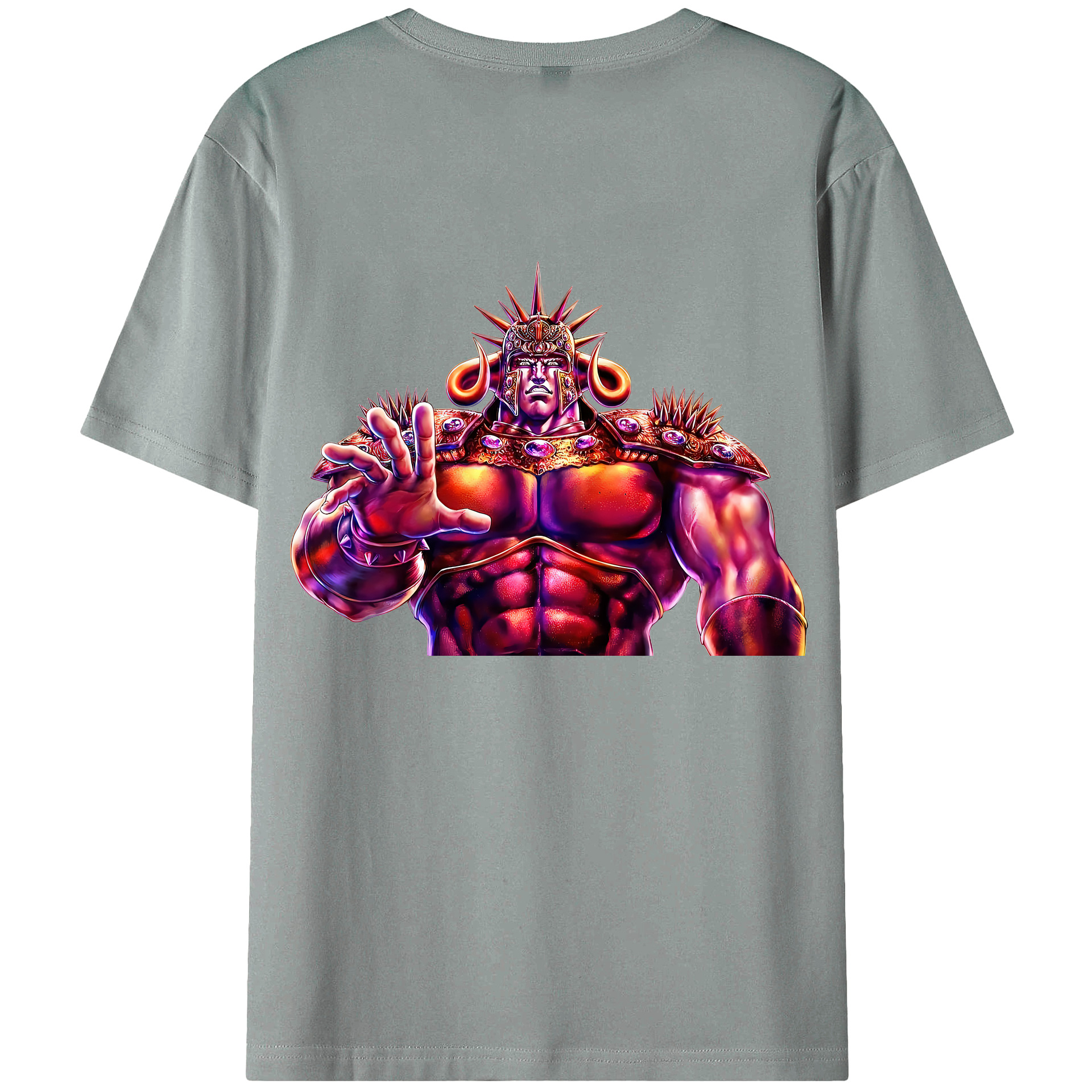 （画像用） 北斗の拳 Fist of the North Star 綿100％ メンズ半袖Tシャツ（バックプリント） 通気性